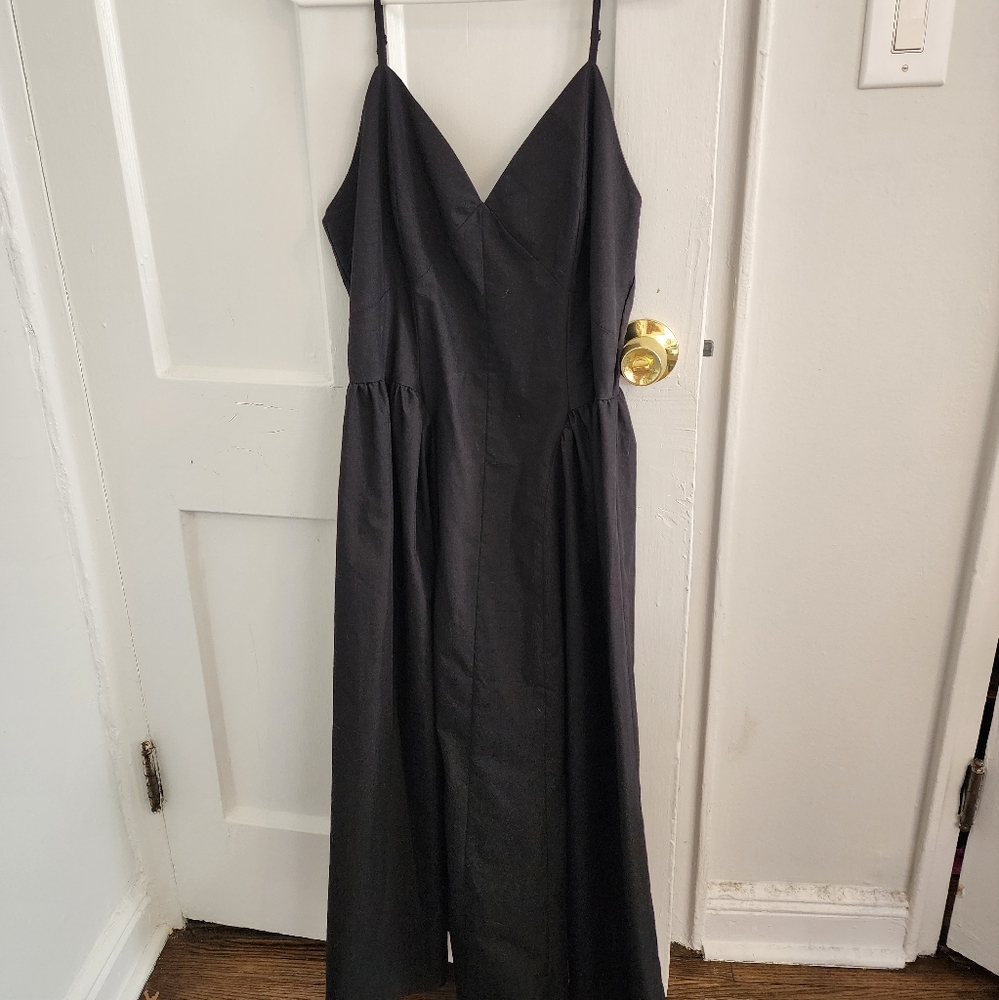 ASOS DESIGN cotton drop waist midi skater dress Black 10